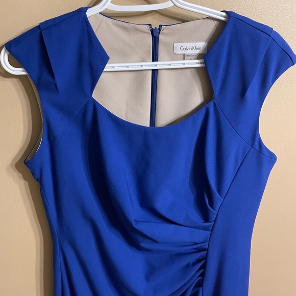 Royal blue Calvin Klein lined and fitted zip up dress size 10 in great condition - Picture 3 of 8